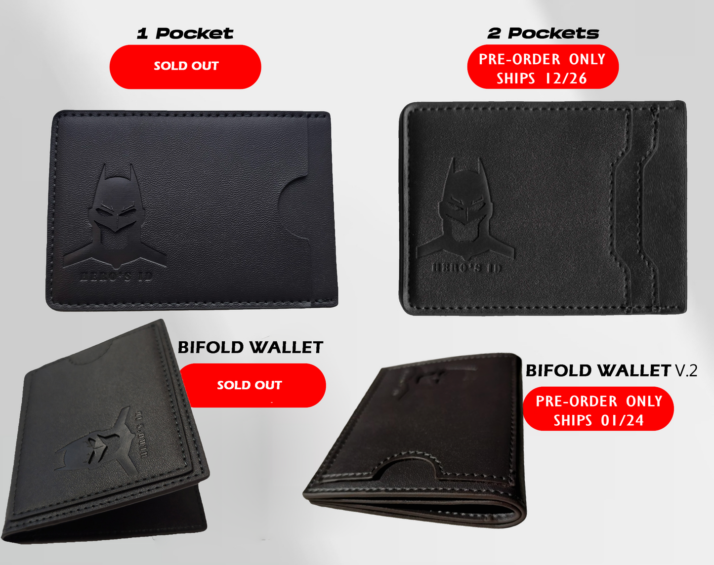 Bat ID Wallet (Bifold) - With Eyes Cut Out